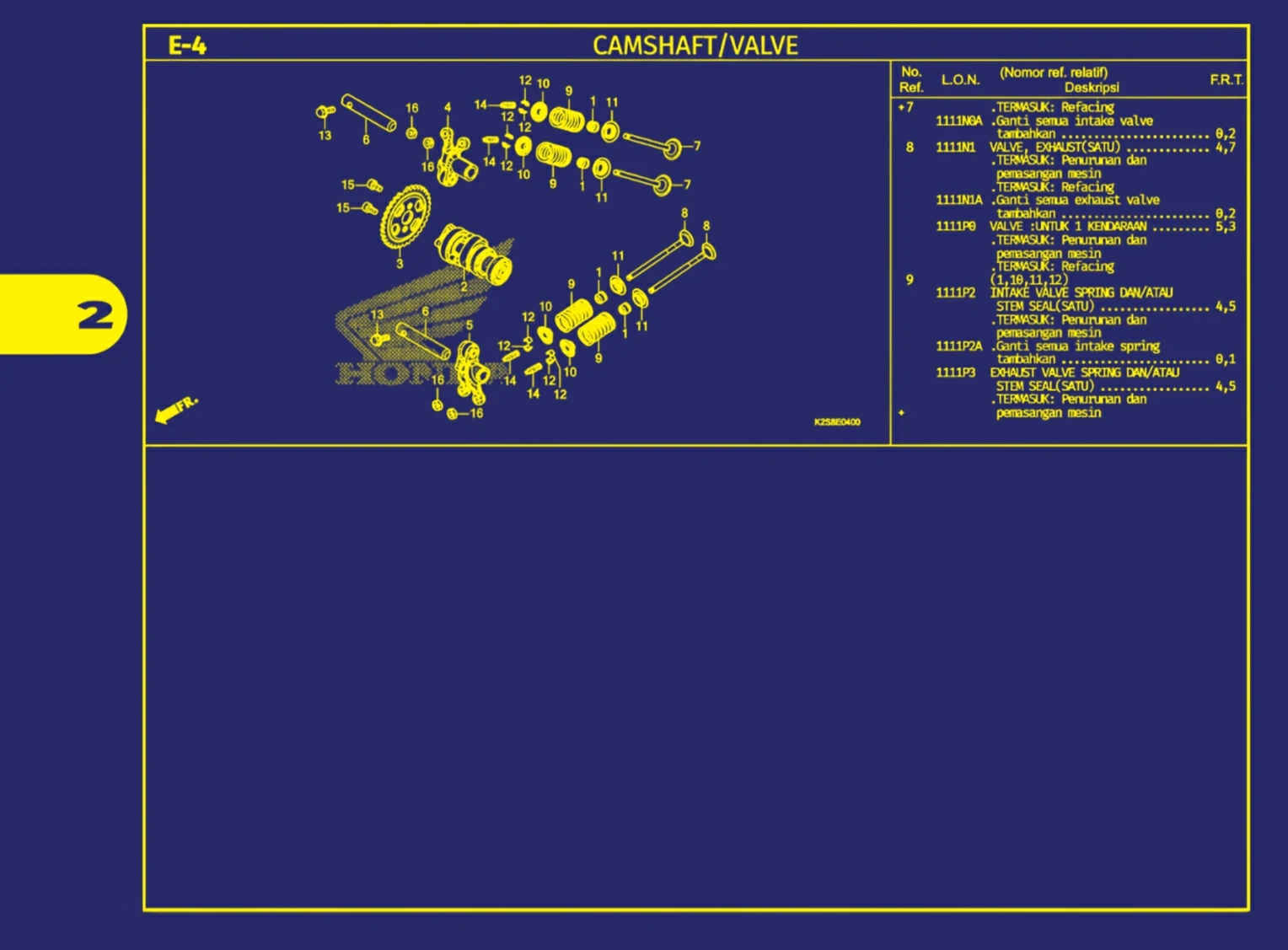 camshaft atau valve 2