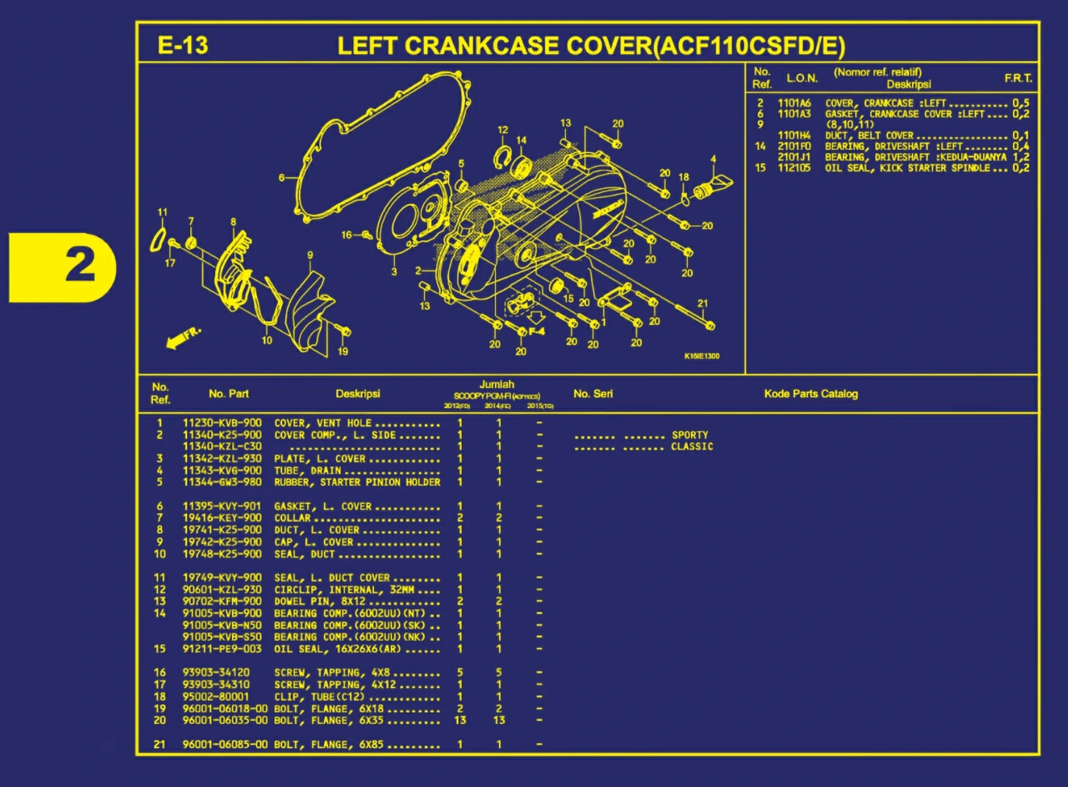 left crankcase cover(acf110csfd atau e)