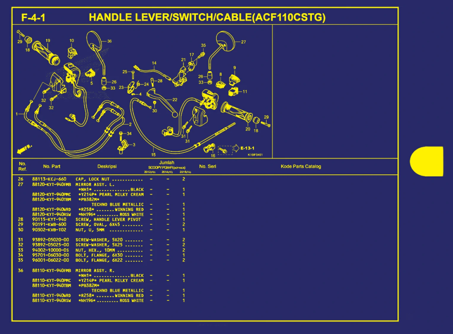 handle lever switch cable(acf110cstg)