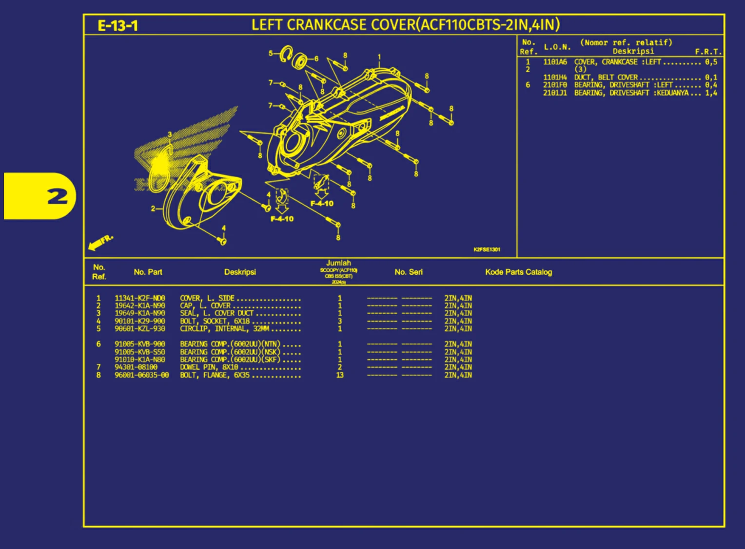 left crankcase cover (acf110cbts 2n,4in)