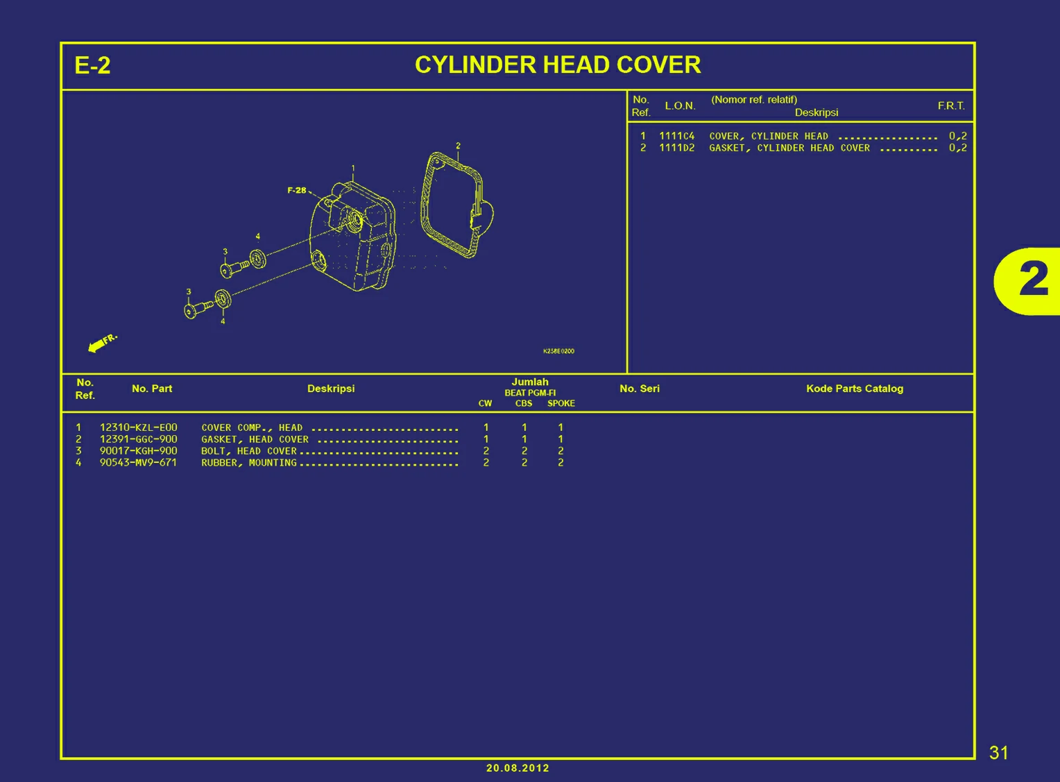 Gambar BEAT FI-CYLINDER HEAD COVER