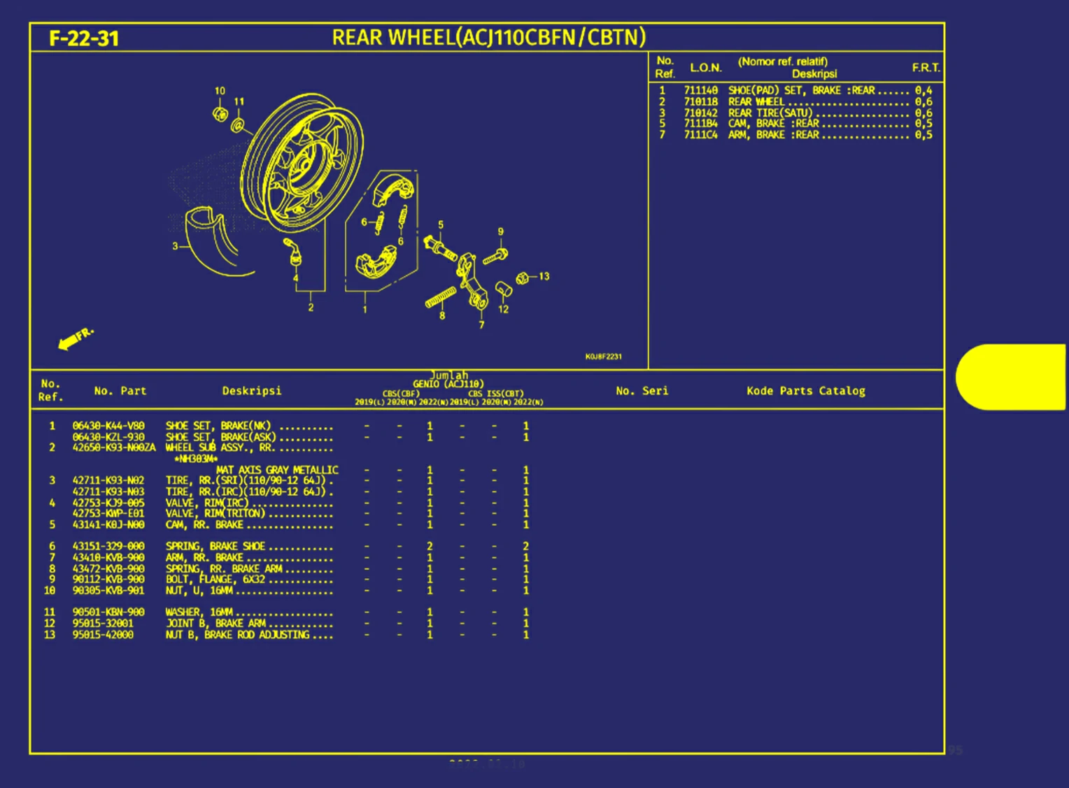 Rear Wheel (Ac)110 Cbfn Atau Cbtn)