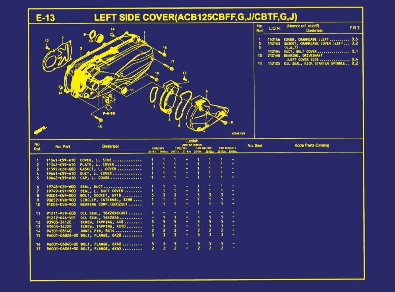 Left Side Cover (ACB125CBFF, G, J atau CBTF, G, J)