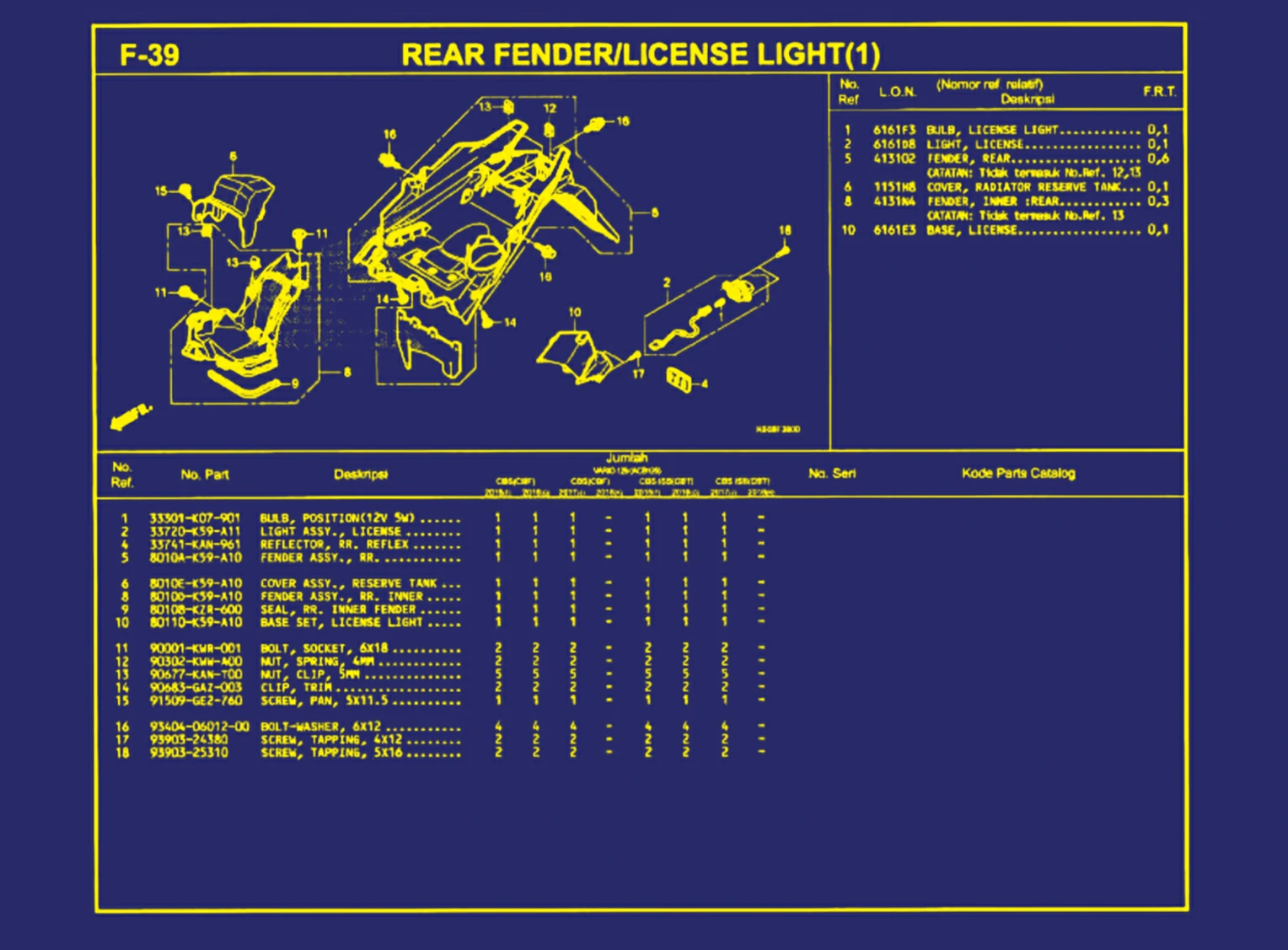 Rear Fender atau License Light (1)