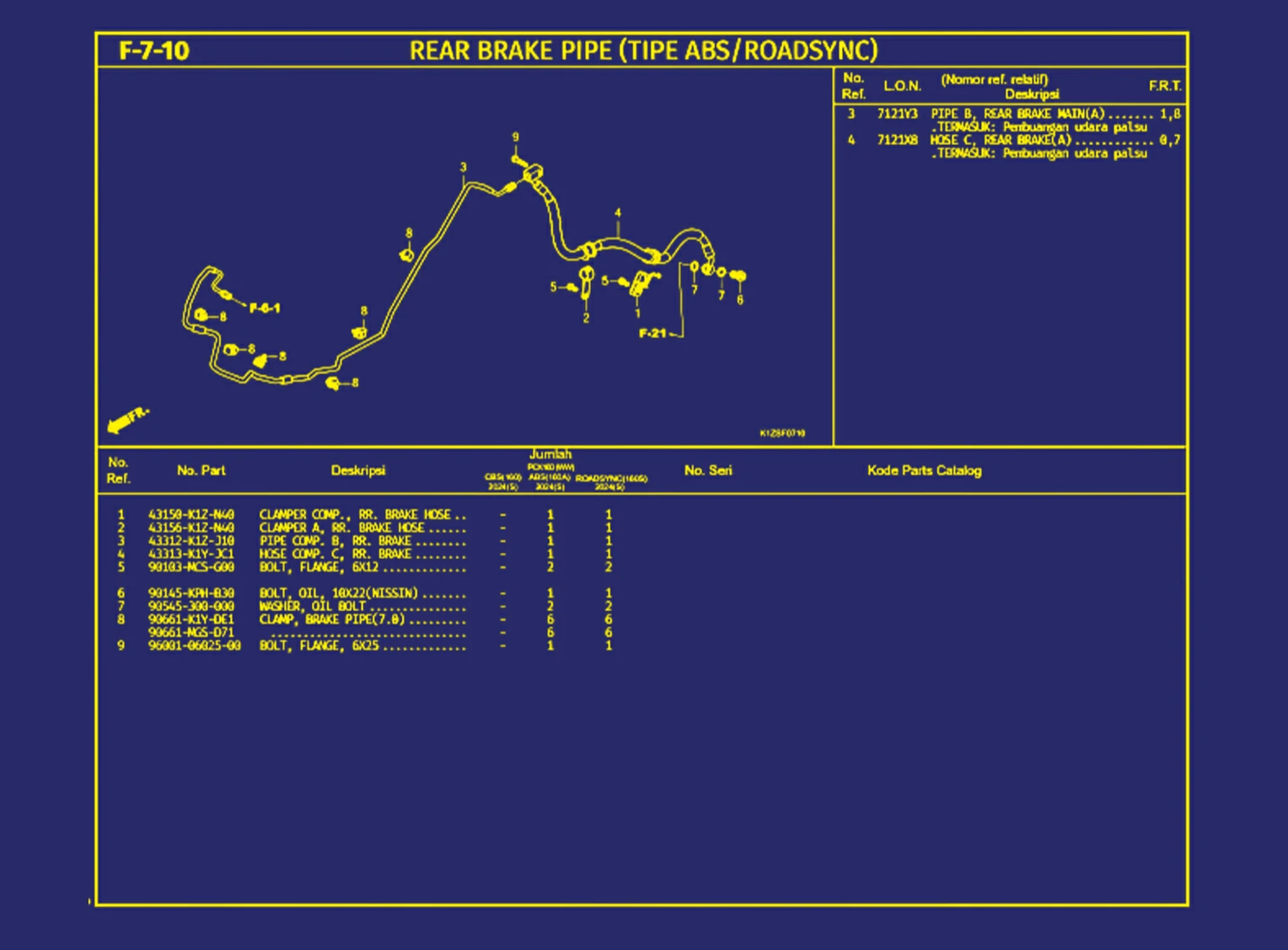Rear Brake Pipe (Tipe ABS atau Roadsync)