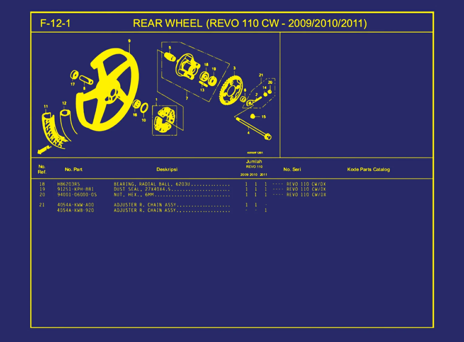 Rear Wheel (revo 110 CW - 2009 atau 2010 atau 2011) 2