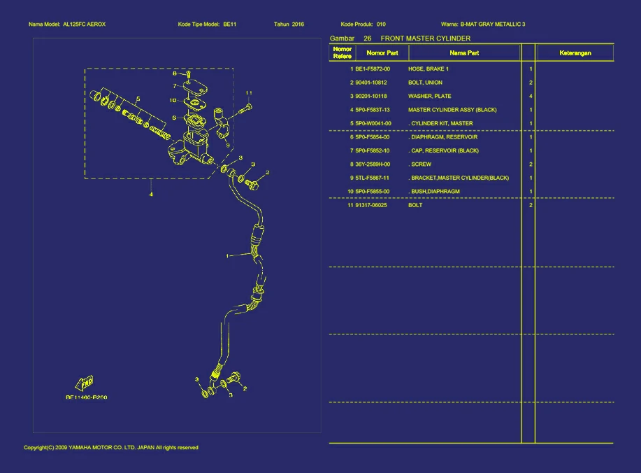 Gambar 14. AL125FC AEROX FRONT MASTER CYLINDER