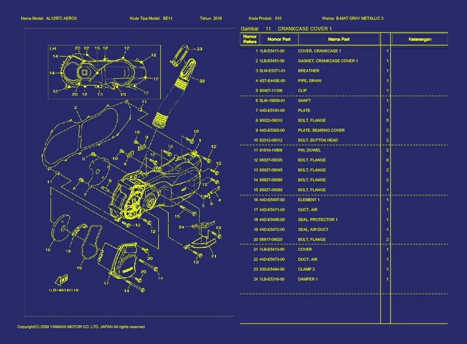 Gambar 03. AEROX CRANKCASE COVER 1