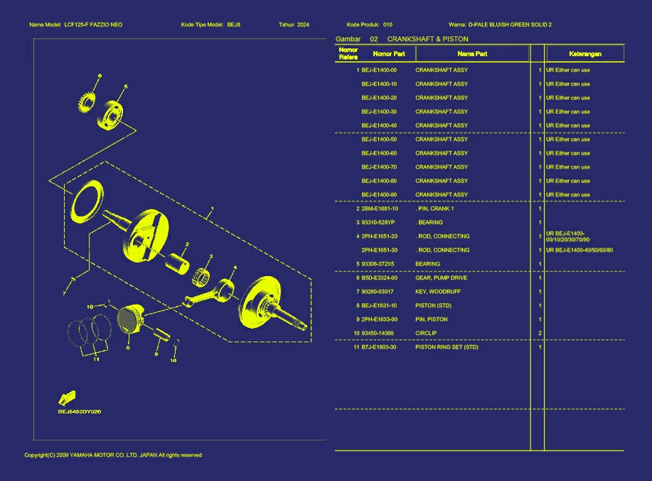 Gambar 06. FAZZIO NEO CRANKSHAFT & PISTON