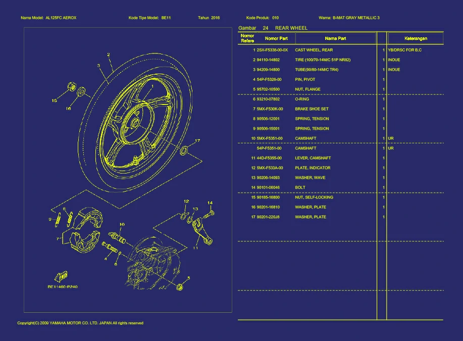 Gambar 26. AL125FC AEROX REAR WHEEL