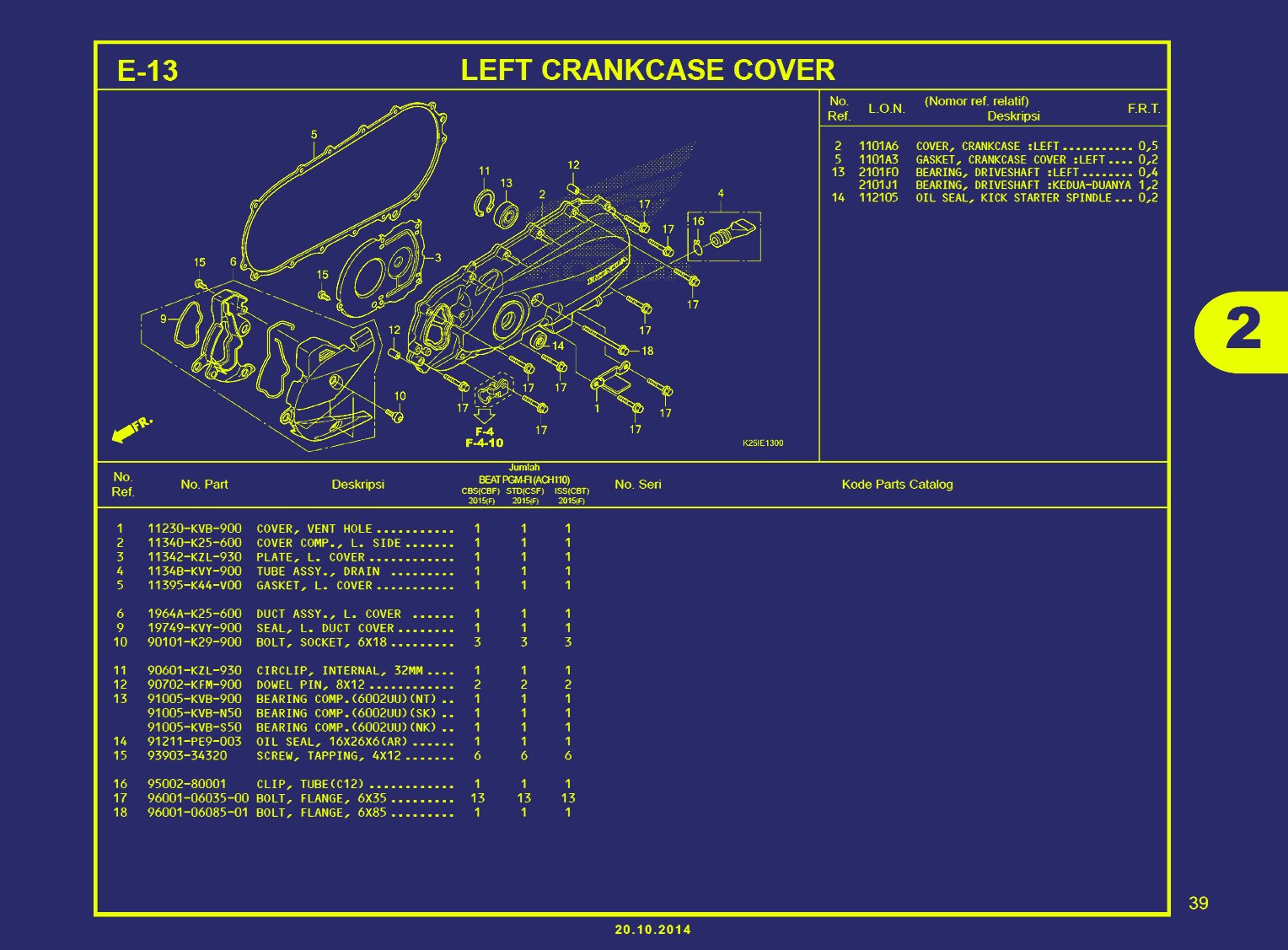 BEAT ESP-LEFT CRANKCASE COVER