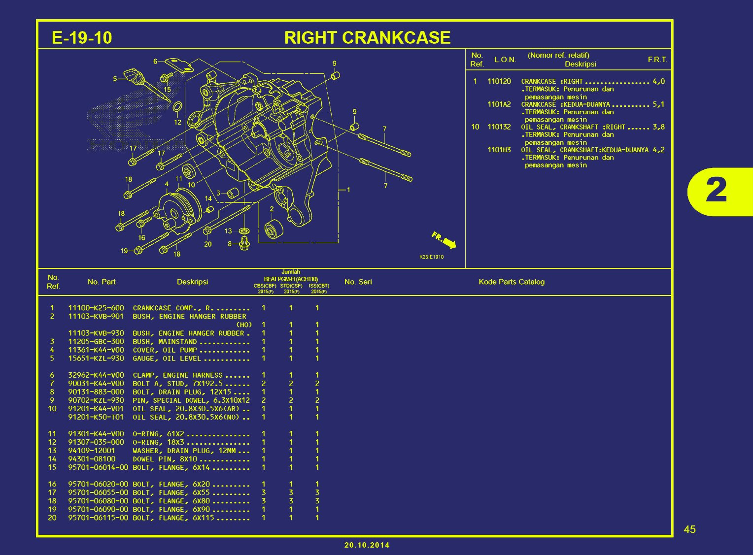 BEAT ESP-RIGHT CRANKCASE