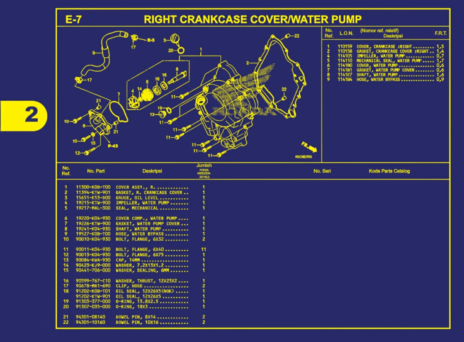 right crankcase cover atau water pump